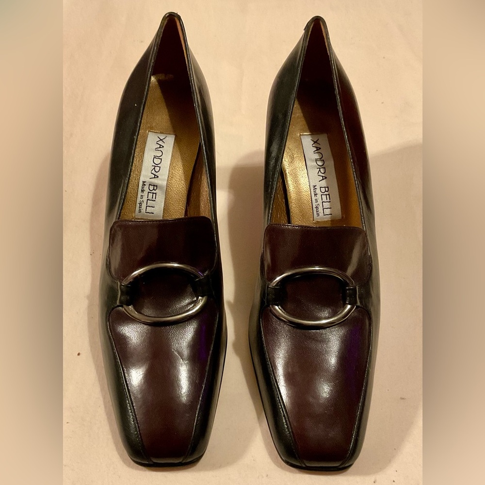Xandra Belli Vintage Black and Dark Brown Heeled Loafer - Picture 2 of 8